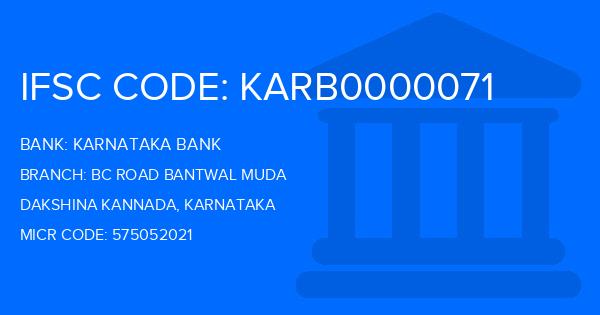 Karnataka Bank Bc Road Bantwal Muda Branch IFSC Code