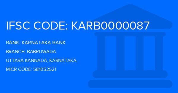 Karnataka Bank Babruwada Branch IFSC Code