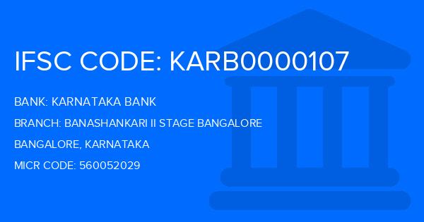 Karnataka Bank Banashankari Ii Stage Bangalore Branch IFSC Code