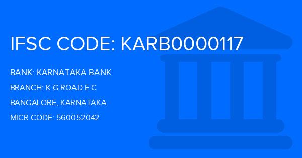 Karnataka Bank K G Road E C Branch IFSC Code