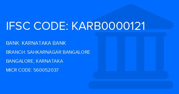Karnataka Bank Sahkarnagar Bangalore Branch IFSC Code