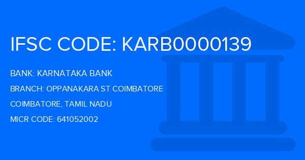 Karnataka Bank Oppanakara St Coimbatore Branch IFSC Code