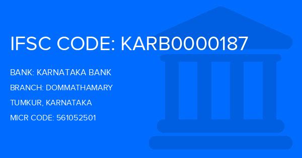 Karnataka Bank Dommathamary Branch IFSC Code