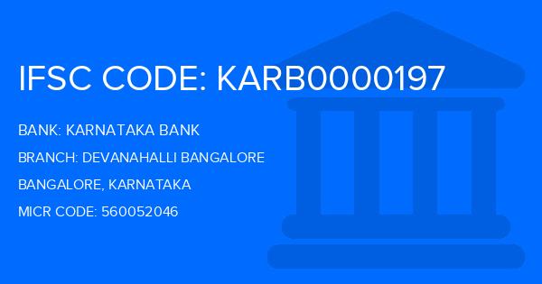 Karnataka Bank Devanahalli Bangalore Branch IFSC Code