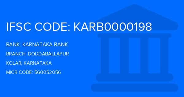Karnataka Bank Doddaballapur Branch IFSC Code