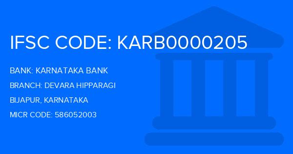 Karnataka Bank Devara Hipparagi Branch IFSC Code