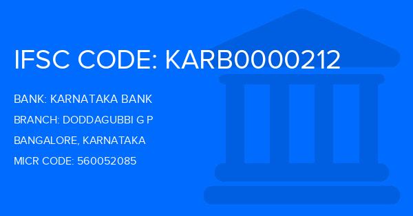 Karnataka Bank Doddagubbi G P Branch IFSC Code
