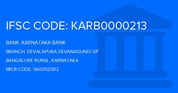 Karnataka Bank Devalapura Devanagundi Gp Branch IFSC Code