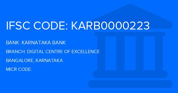 Karnataka Bank Digital Centre Of Excellence Branch IFSC Code