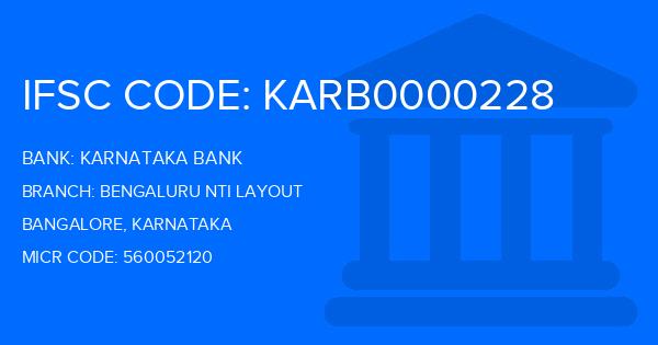 Karnataka Bank Bengaluru Nti Layout Branch IFSC Code