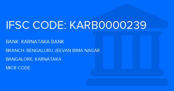 Karnataka Bank Bengaluru Jeevan Bima Nagar Branch IFSC Code