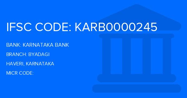 Karnataka Bank Byadagi Branch IFSC Code