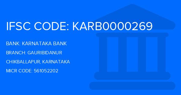 Karnataka Bank Gauribidanur Branch IFSC Code