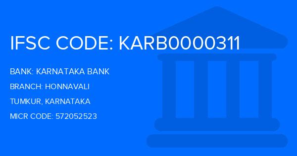 Karnataka Bank Honnavali Branch IFSC Code