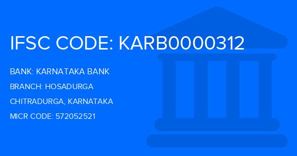 Karnataka Bank Hosadurga Branch IFSC Code
