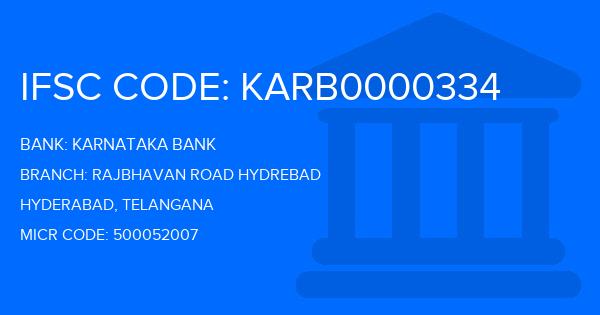 Karnataka Bank Rajbhavan Road Hydrebad Branch IFSC Code