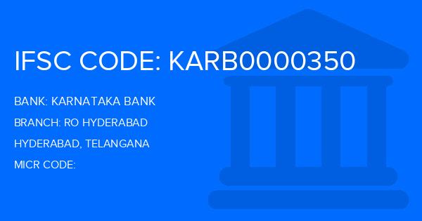 Karnataka Bank Ro Hyderabad Branch IFSC Code