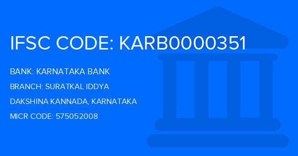 Karnataka Bank Suratkal Iddya Branch IFSC Code