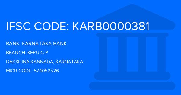 Karnataka Bank Kepu G P Branch IFSC Code