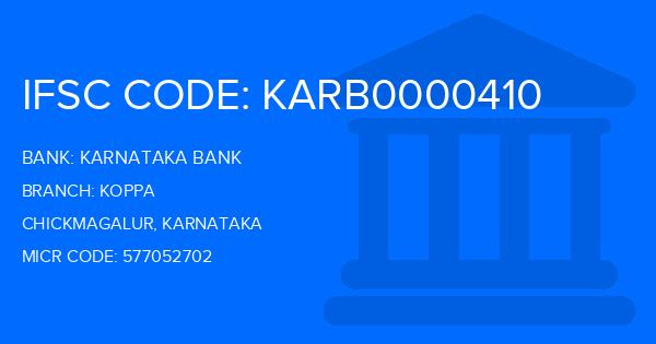 Karnataka Bank Koppa Branch IFSC Code