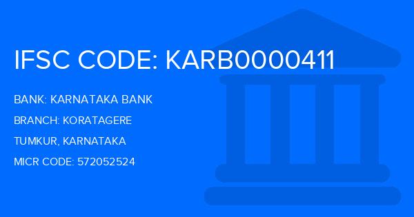 Karnataka Bank Koratagere Branch IFSC Code