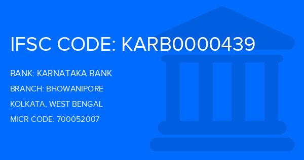 Karnataka Bank Bhowanipore Branch IFSC Code
