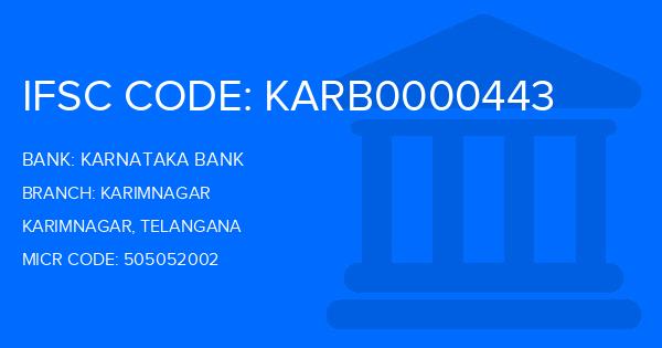 Karnataka Bank Karimnagar Branch IFSC Code