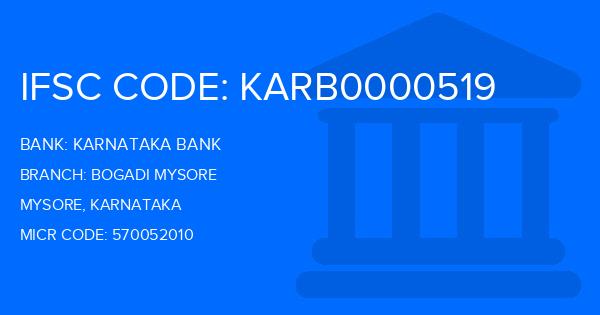 Karnataka Bank Bogadi Mysore Branch IFSC Code