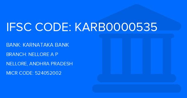 Karnataka Bank Nellore A P Branch IFSC Code
