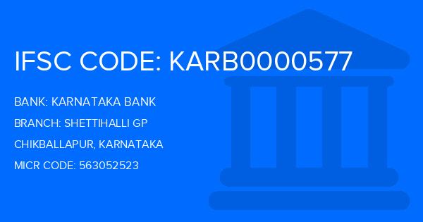 Karnataka Bank Shettihalli Gp Branch IFSC Code