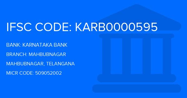 Karnataka Bank Mahbubnagar Branch IFSC Code