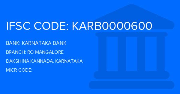 Karnataka Bank Ro Mangalore Branch IFSC Code
