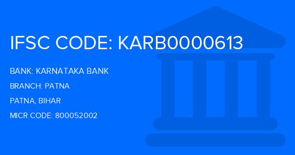 Karnataka Bank Patna Branch IFSC Code