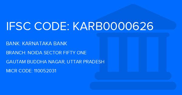 Karnataka Bank Noida Sector Fifty One Branch IFSC Code