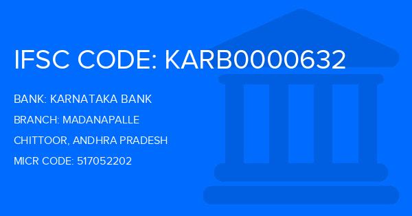 Karnataka Bank Madanapalle Branch IFSC Code