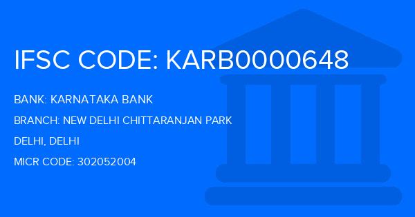 Karnataka Bank New Delhi Chittaranjan Park Branch IFSC Code