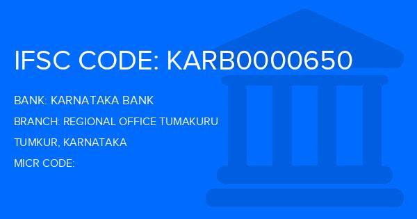 Karnataka Bank Regional Office Tumakuru Branch IFSC Code