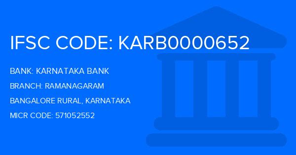 Karnataka Bank Ramanagaram Branch IFSC Code