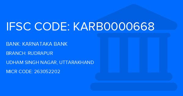Karnataka Bank Rudrapur Branch IFSC Code