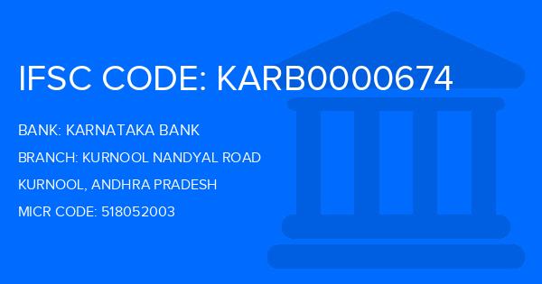 Karnataka Bank Kurnool Nandyal Road Branch IFSC Code