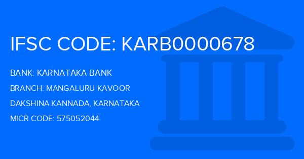 Karnataka Bank Mangaluru Kavoor Branch IFSC Code