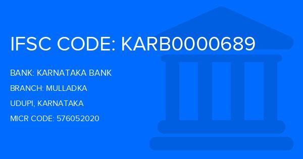 Karnataka Bank Mulladka Branch IFSC Code