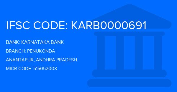 Karnataka Bank Penukonda Branch IFSC Code