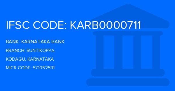 Karnataka Bank Suntikoppa Branch IFSC Code