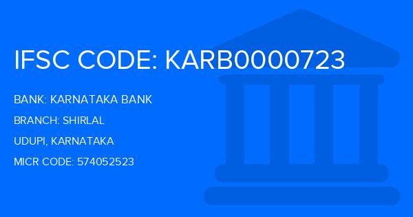 Karnataka Bank Shirlal Branch IFSC Code
