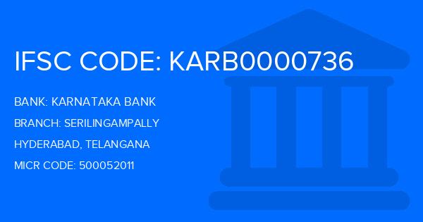 Karnataka Bank Serilingampally Branch IFSC Code