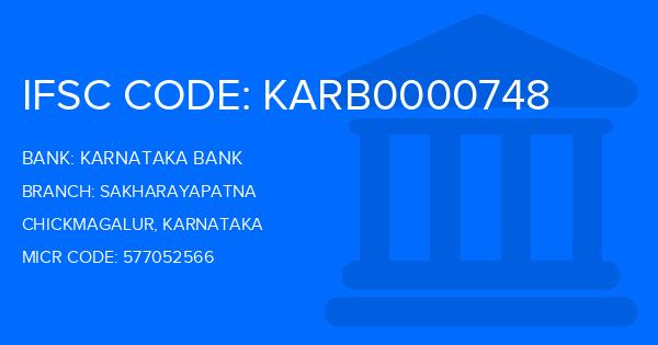 Karnataka Bank Sakharayapatna Branch IFSC Code