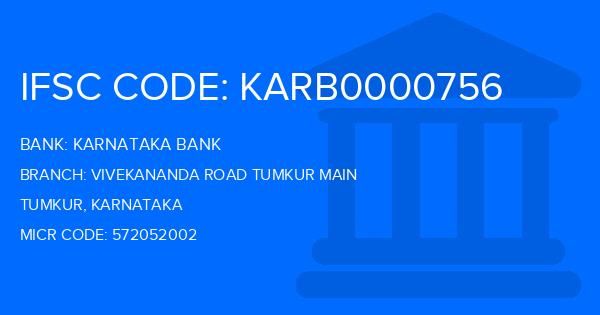 Karnataka Bank Vivekananda Road Tumkur Main Branch IFSC Code