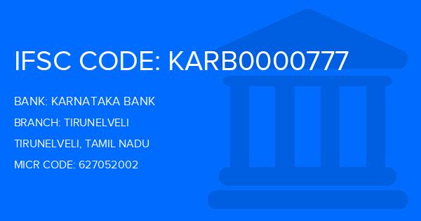 Karnataka Bank Tirunelveli Branch IFSC Code