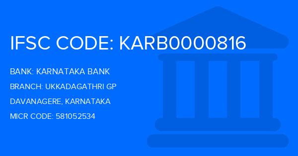Karnataka Bank Ukkadagathri Gp Branch IFSC Code